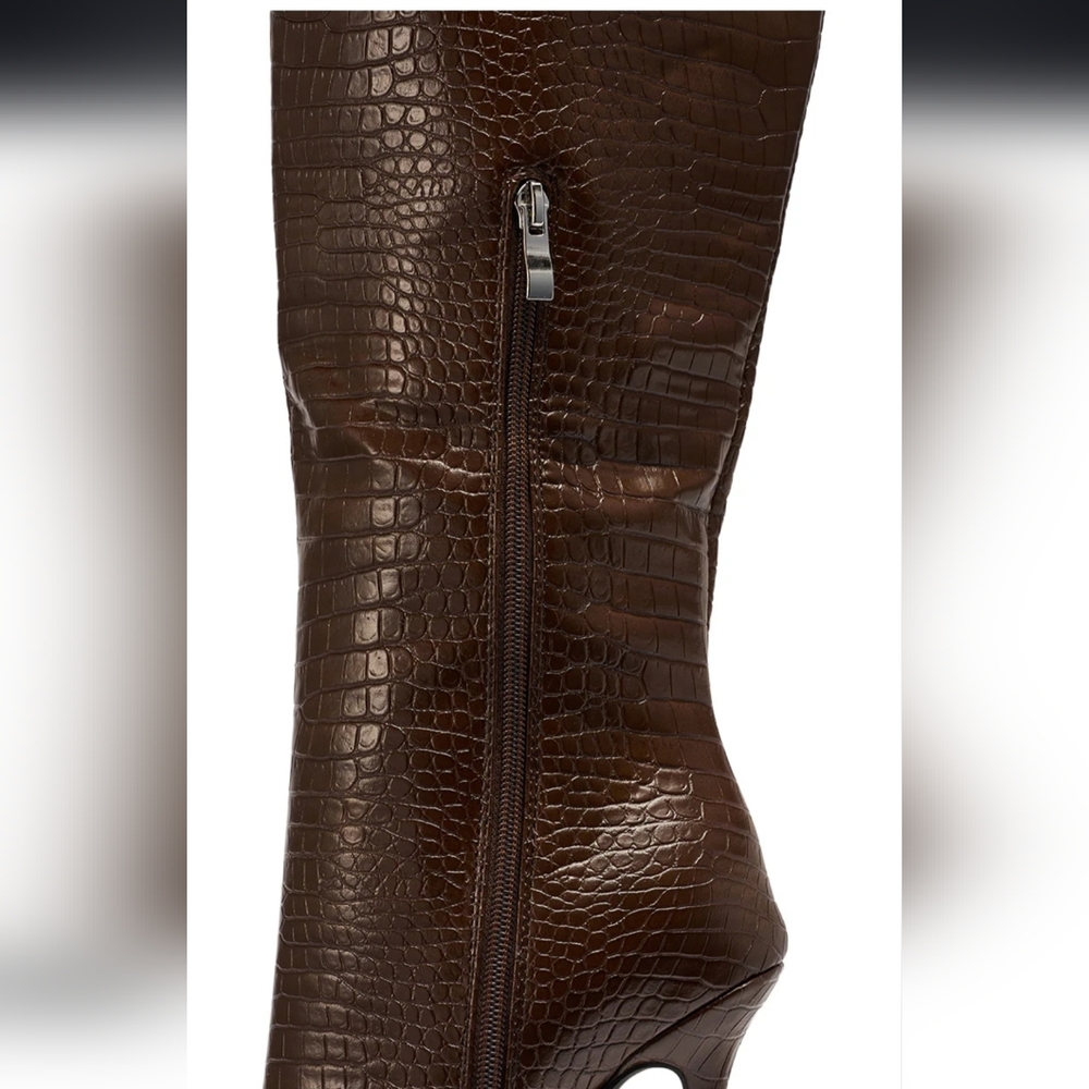 Brown Heeled Over-the-Knee Boots - Picture 3 of 16